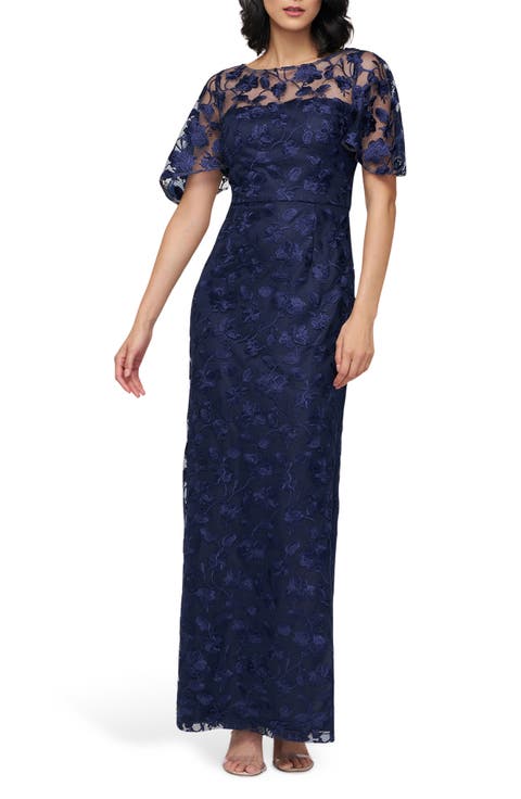 Brooke Floral Embroidered Column Gown