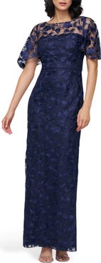 JS Collections Brooke Floral Embroidered Column Gown