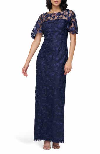 JS Collections Brooke Floral Embroidered Column Gown