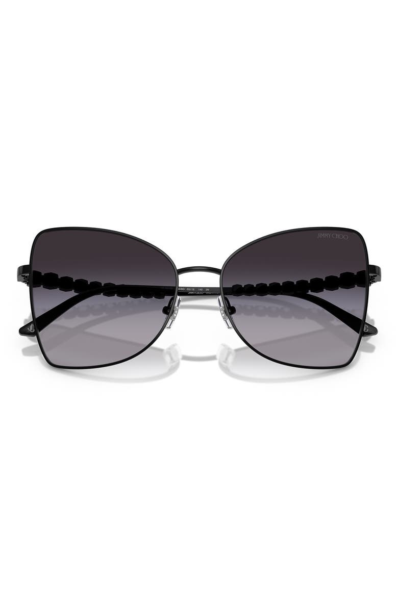 Jimmy Choo 55mm Butterfly Sunglasses, Alternate, color, Black