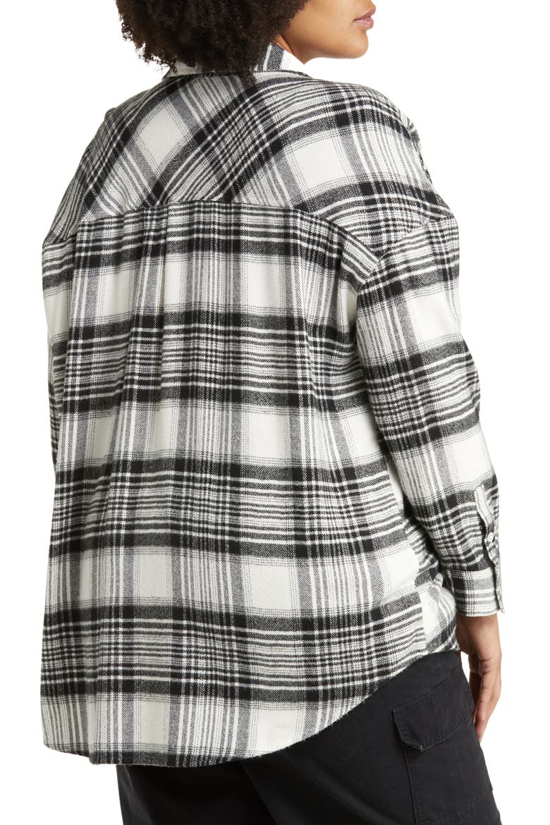 Boyfriend Plaid Shirt, Alternate, color, IVORY- BLACK LG LINO PLAID