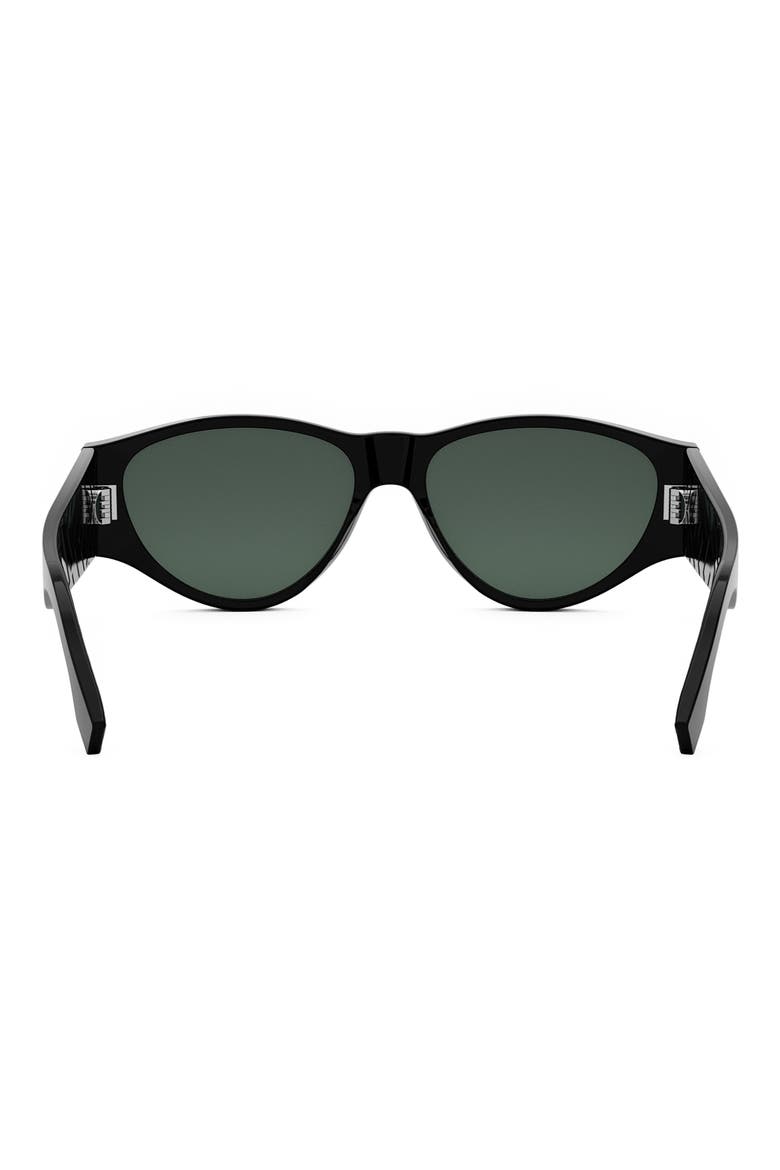 FF 55mm Oval Sunglasses, Alternate, color, SHINY BLACK / GREEN