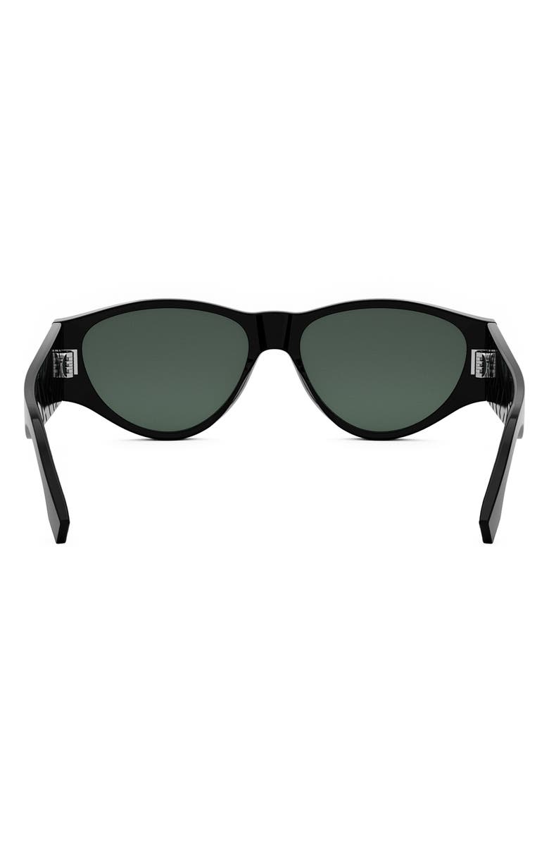 Fendi FF 55mm Oval Sunglasses, Alternate, color, Shiny Black / Green