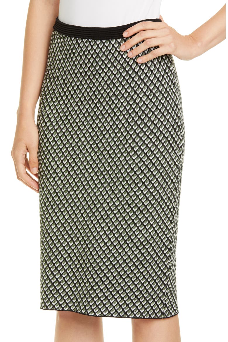 Mapel Geo Print Wool Blend Pencil Skirt, Alternate, color, BLACK MULTI
