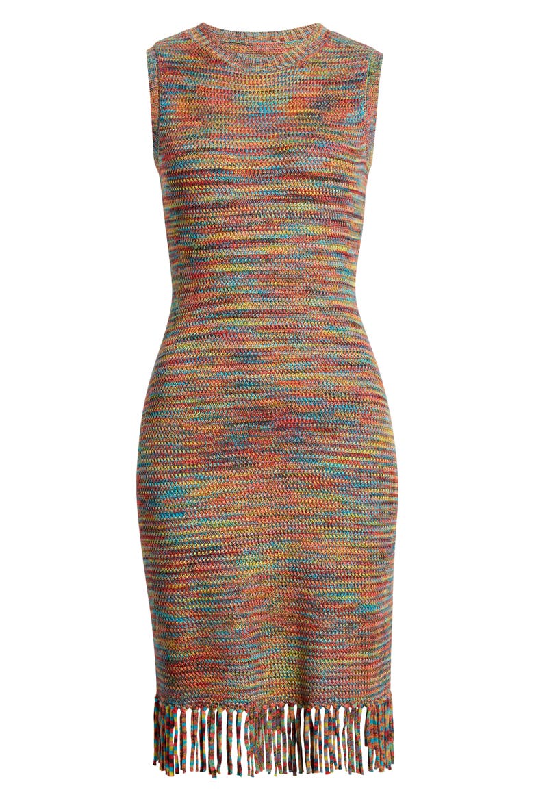 Mélange Fringe Hem Mini Sweater Dress, Alternate, color, PINK MULTI