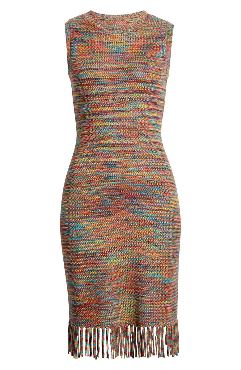 Vince Camuto Mélange Fringe Hem Mini Sweater Dress, Alternate, color, Pink Multi