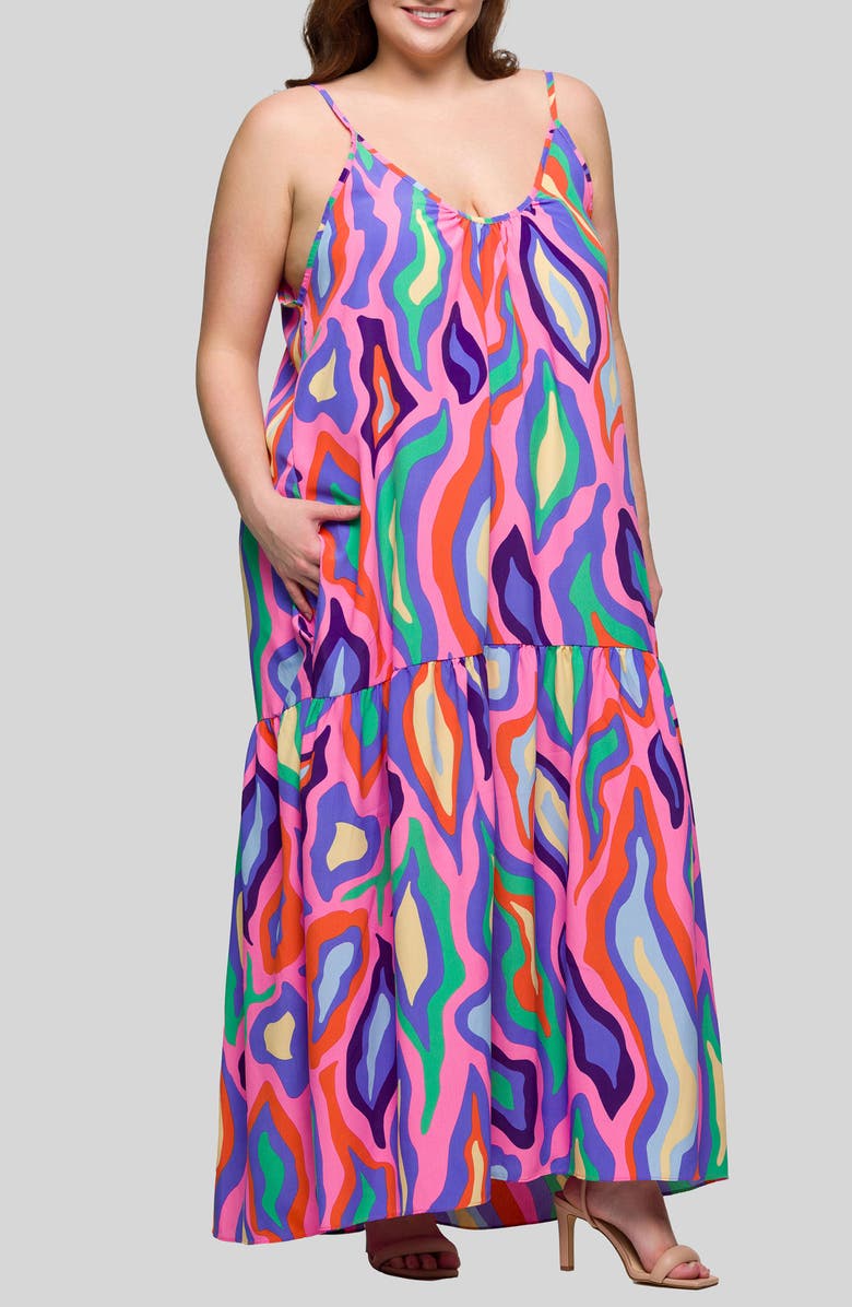 24seven Comfort Apparel Printed Jersey Maxi Dress, Alternate, color,