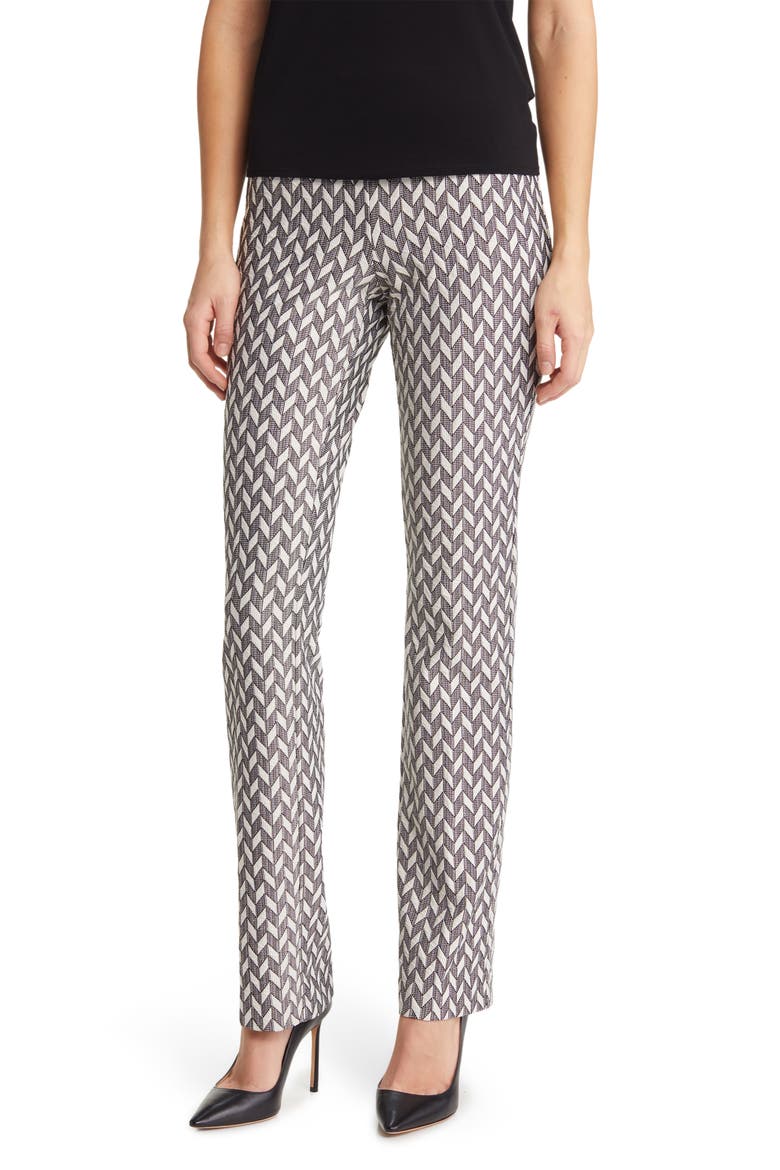 Chevron Knit Boot Leg Pull-On Pants, Main, color, ANNE WHITE/ ANNE BLACK
