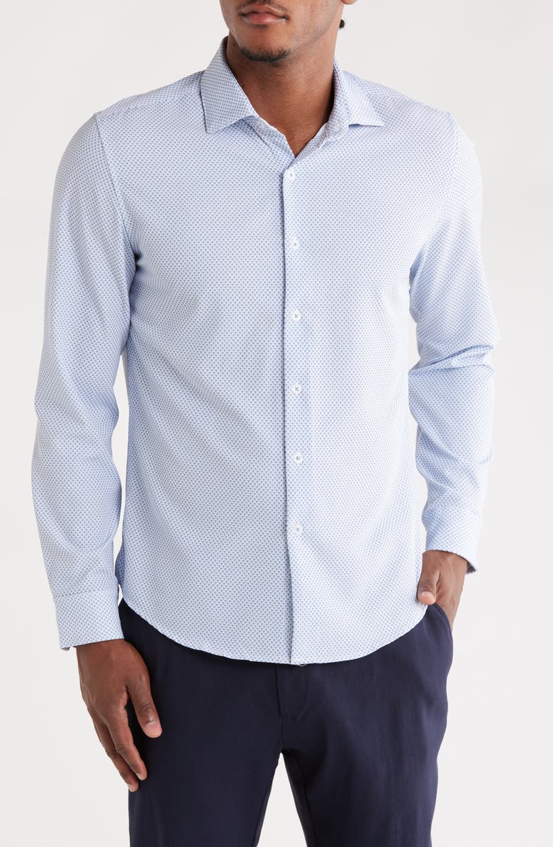 DENIM AND FLOWER Circles Button-Up Shirt, Main, color, Blue/ White