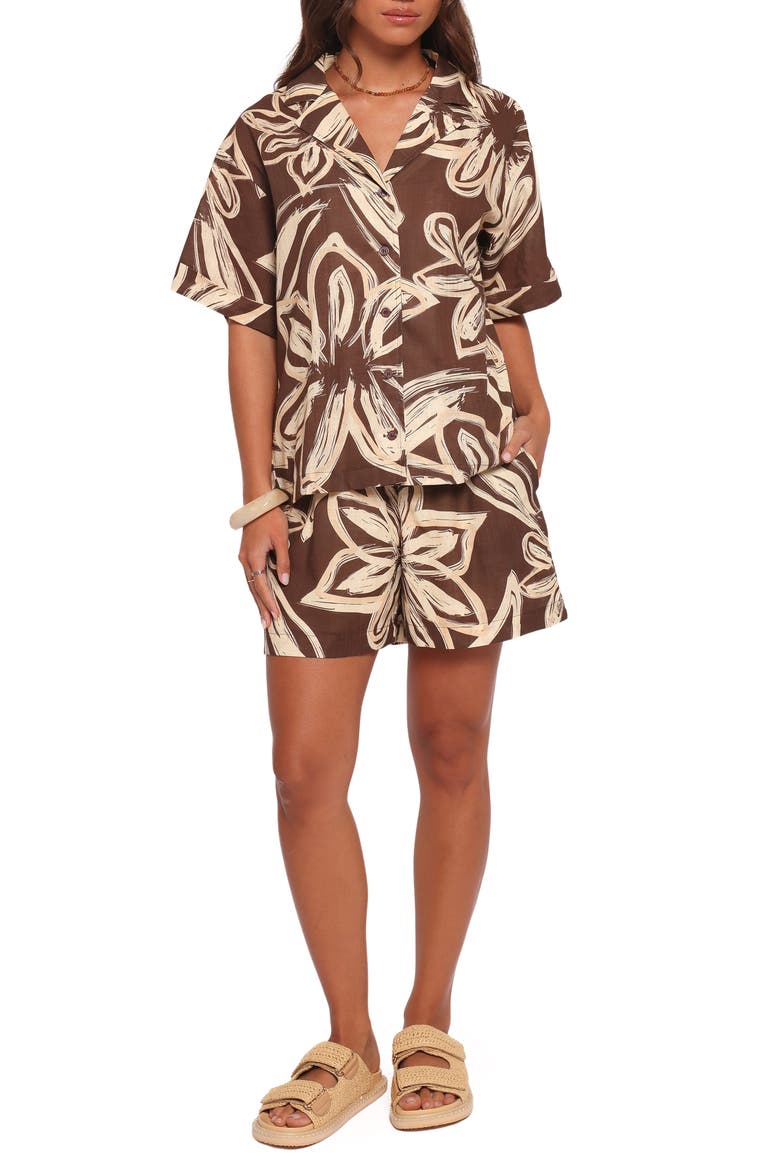 Pacifica Oversize Floral Print Camp Shirt, Alternate, color, CHOCOLATE FLORAL