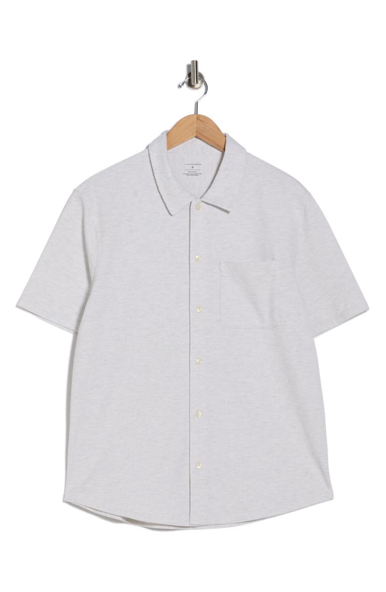 14th & Union Stripe Short Sleeve Seersucker Button-Up Shirt, Alternate, color, Grey Light Heather