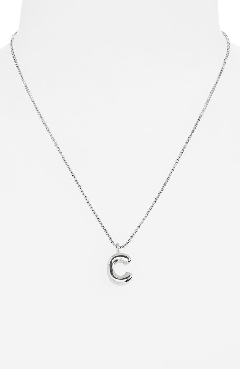Open Edit Waterproof Bubble Initial Pendant Necklace, Alternate, color, C- Silver