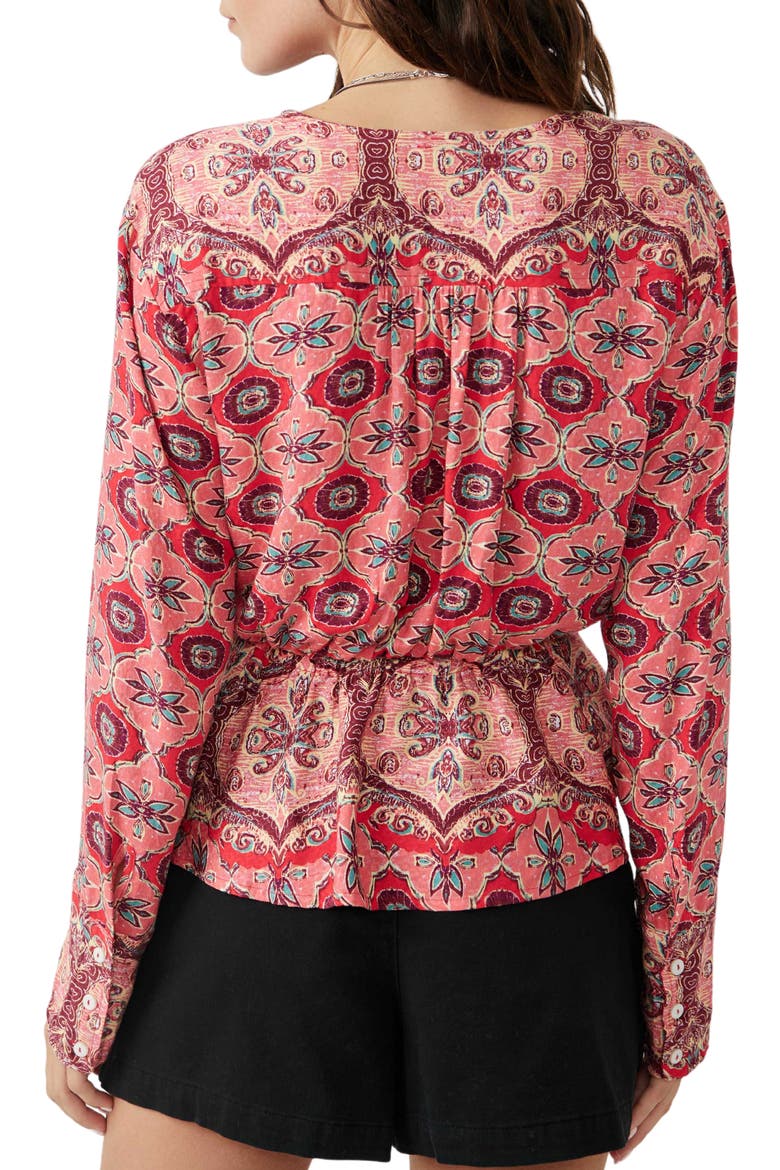Falling For You Floral Print Peplum Top, Alternate, color, HIBISCUS COMBO
