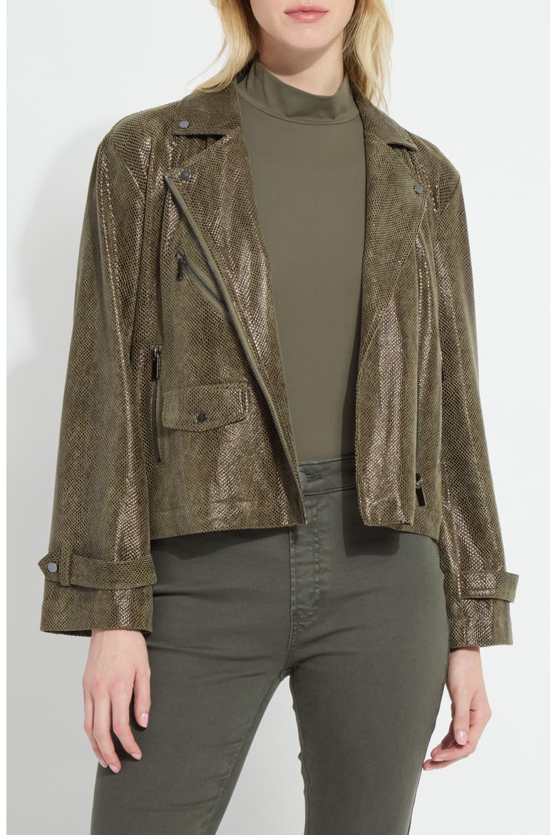 Emory Faux Leather Moto Jacket, Main, color, WOODLAND SNAKE