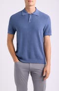 Nordstrom Short Sleeve Ribbed Cotton & Cashmere Polo Sweater