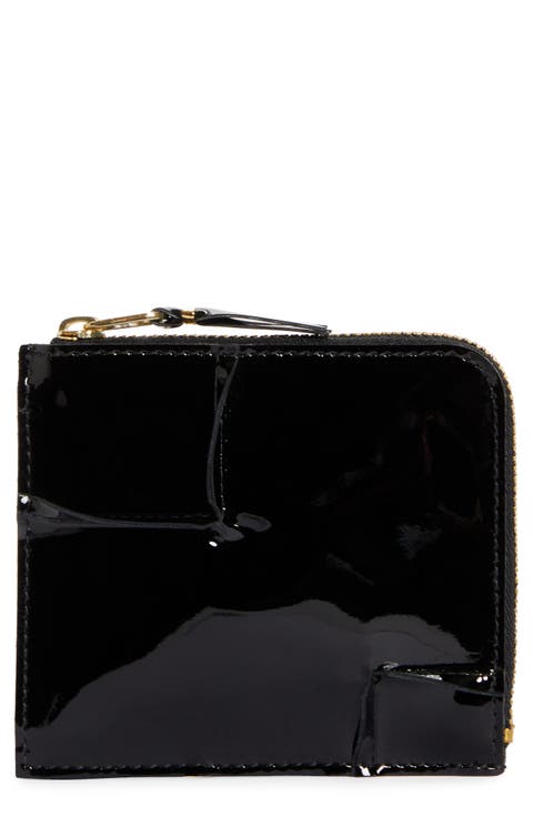 Patent Leather Half Zip Wallet