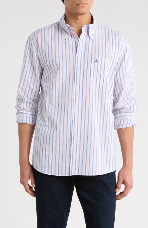 Sport Fit Stripe Cotton Button-Down Shirt