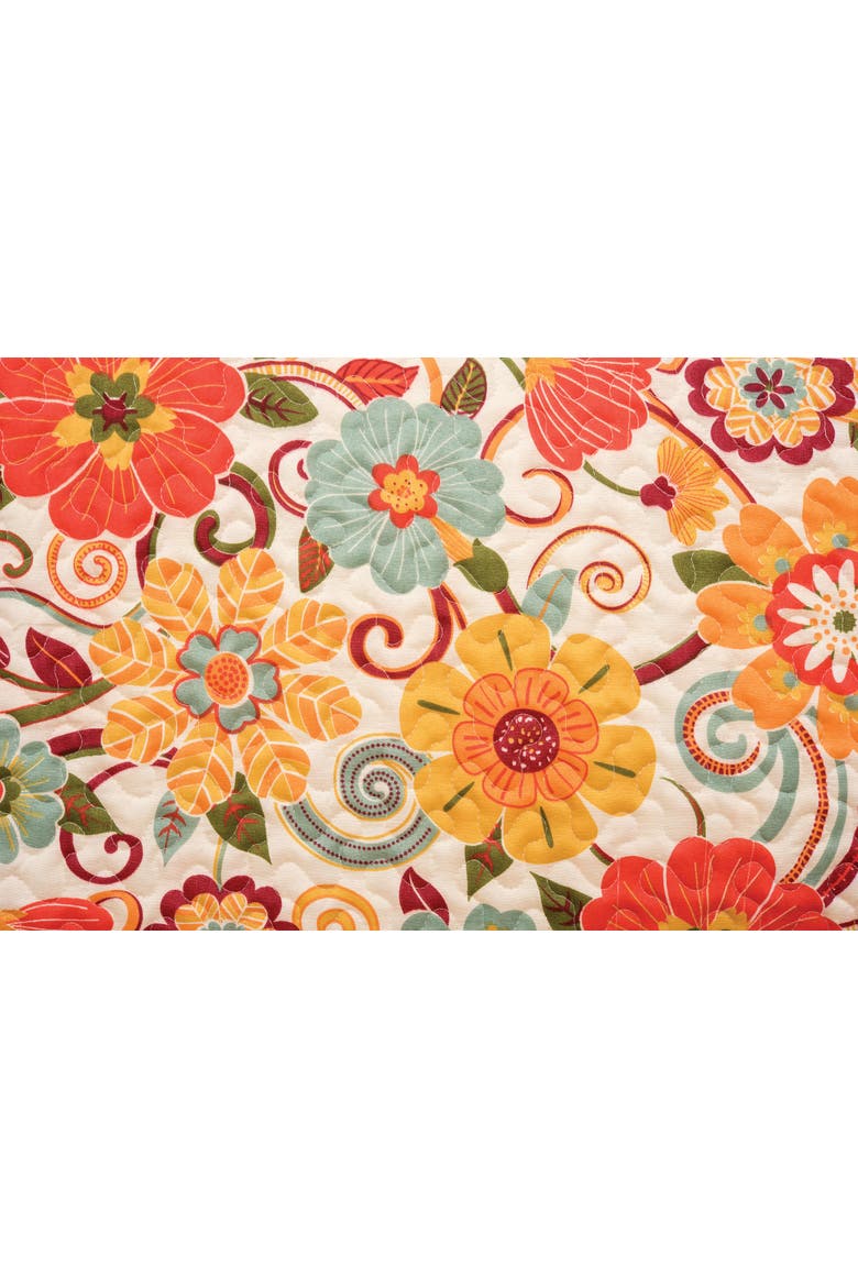 Riley Bright Retro Blooming Flowers Bed Quilt Set, Alternate, color, Orange