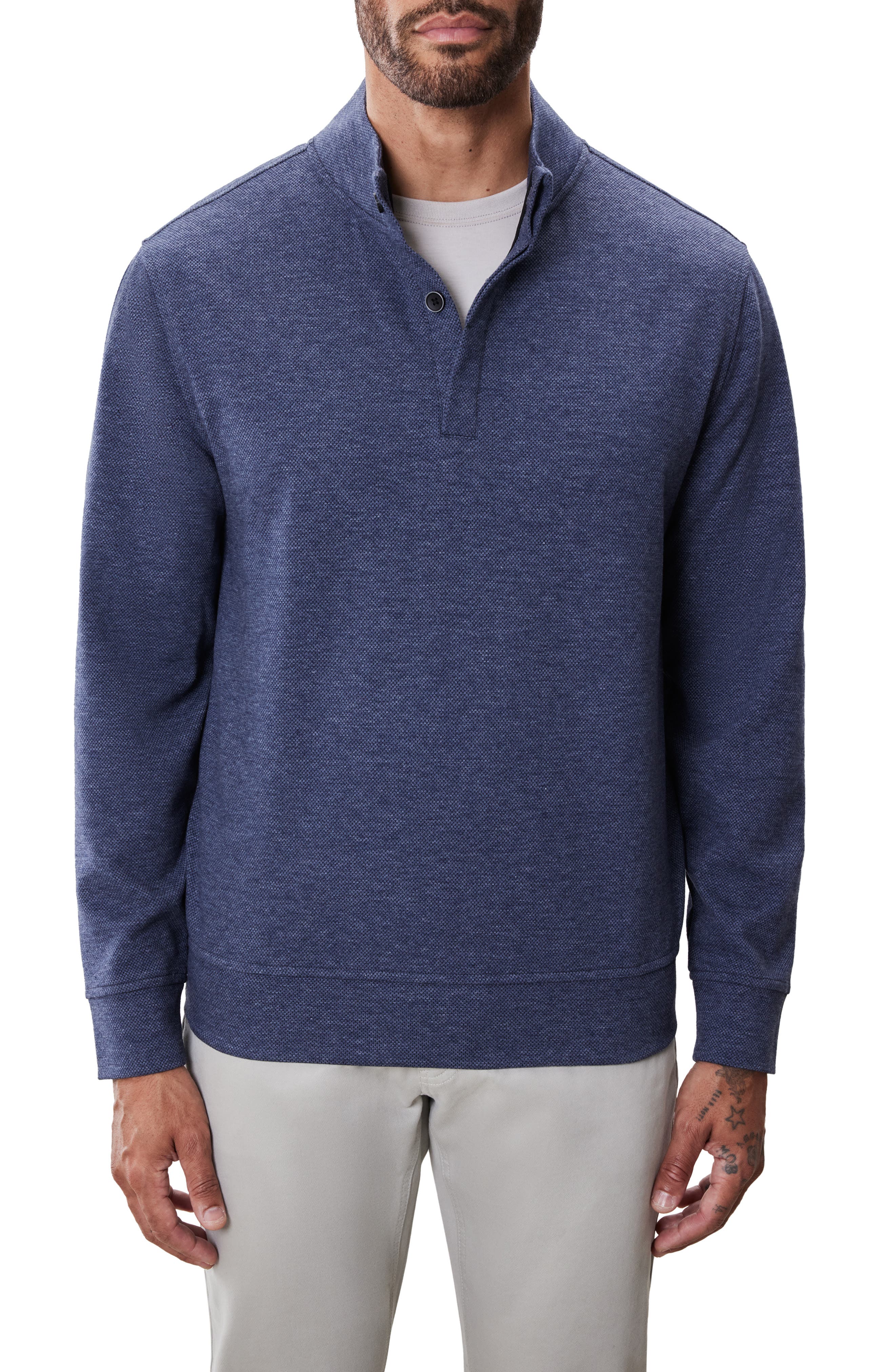 Robert Barakett Clarence Textured Quarter Button Pullover