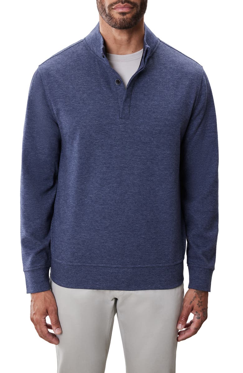 Robert Barakett Clarence Textured Quarter Button Pullover, Main, color, Denim