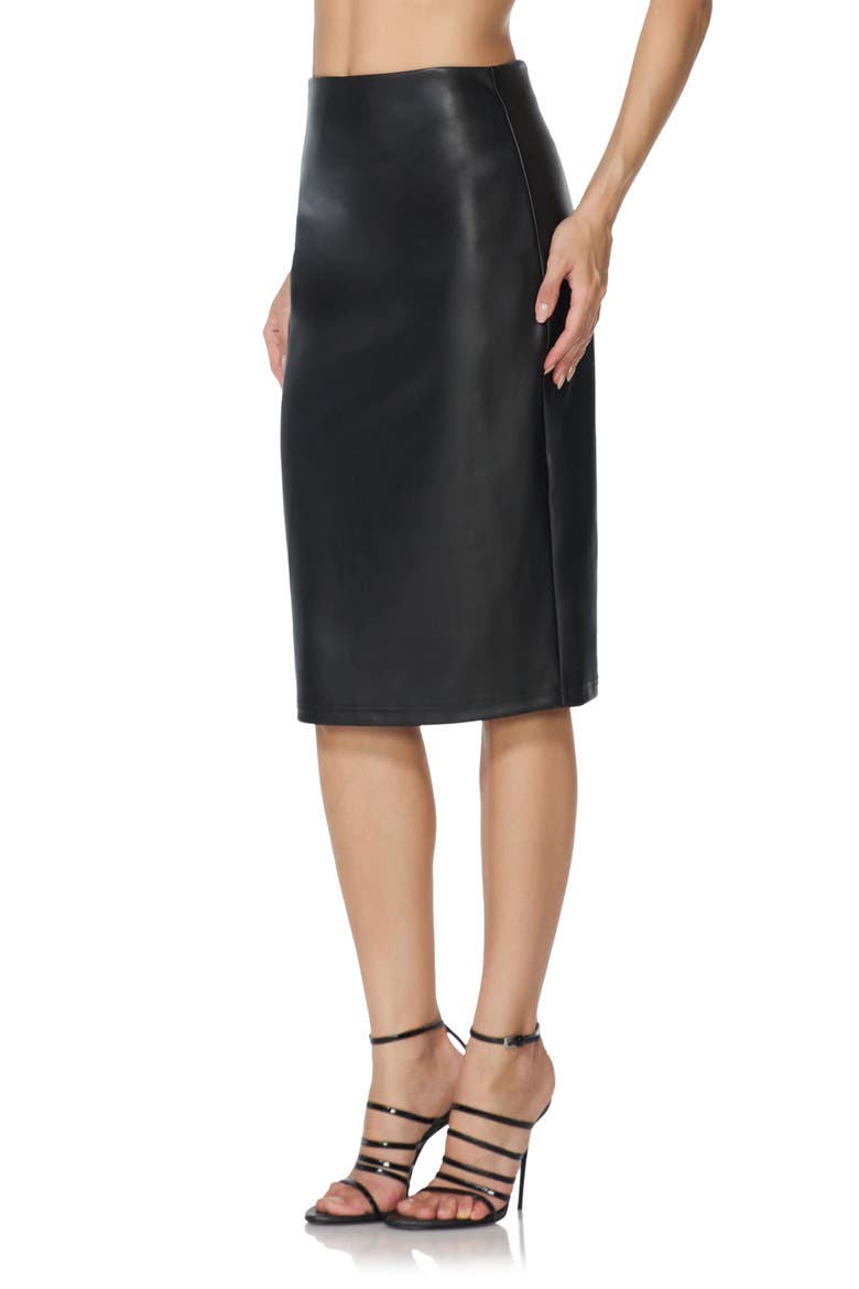 Martie Faux Leather Midi Skirt, Alternate, color, NOIR