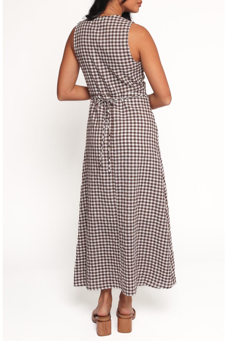 Queenie Check Sleeveless Midi Dress, Alternate, color, BROWN GINGHAM