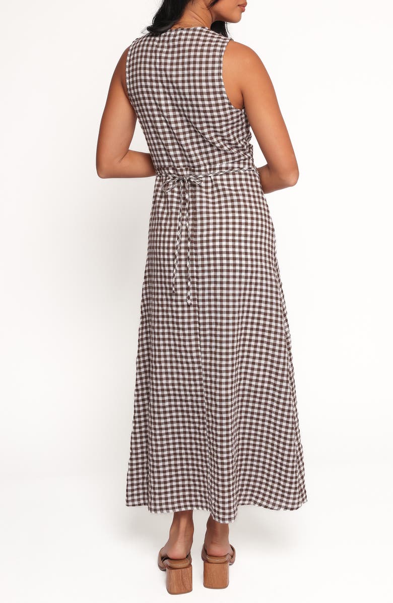 Petal & Pup Queenie Check Sleeveless Midi Dress, Alternate, color, Brown Gingham