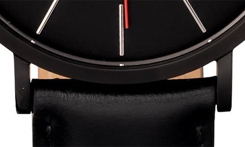 Alfred Sung Dual Time Quartz Leather Strap Watch, 42mm In Black Strap Black Dial