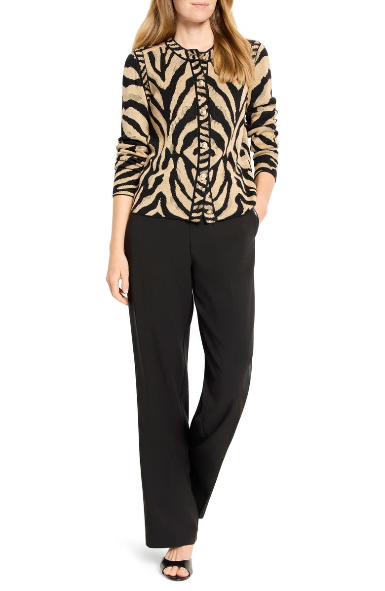 NIC+ZOE Animal Print Jacquard Cardigan, Alternate, color, Neutral Multi