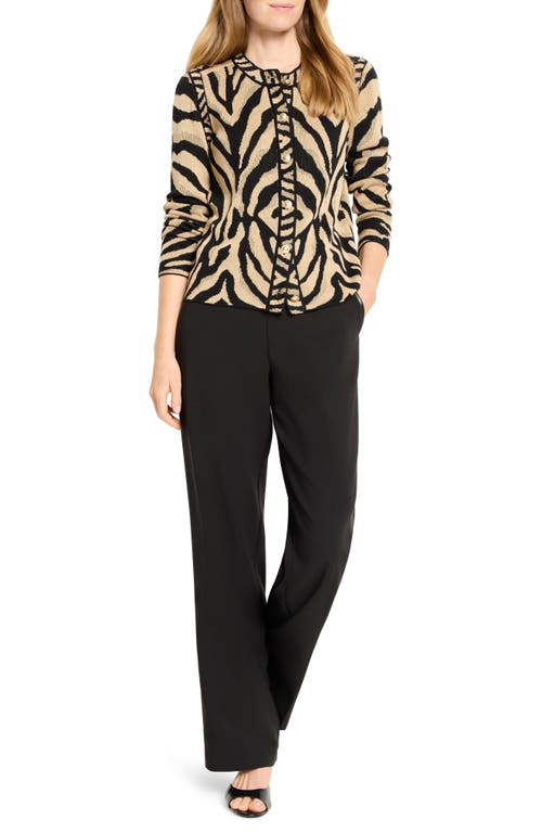 Nic + Zoe Nic+zoe Animal Print Jacquard Cardigan In Multi