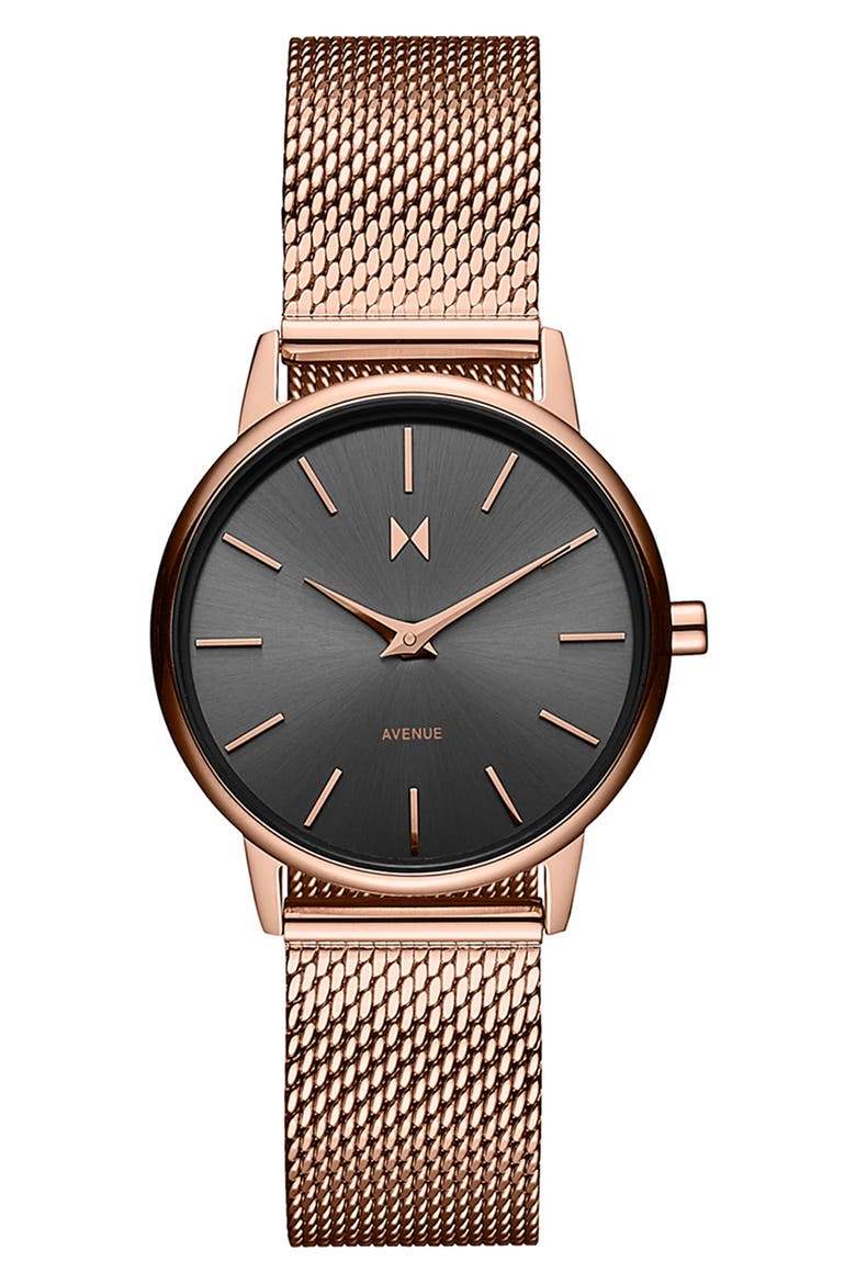 Avenue Mesh Strap Watch, 28mm, Main, color, GREY