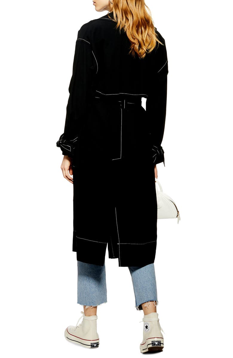 Topshop Belted Duster Coat, Alternate, color,