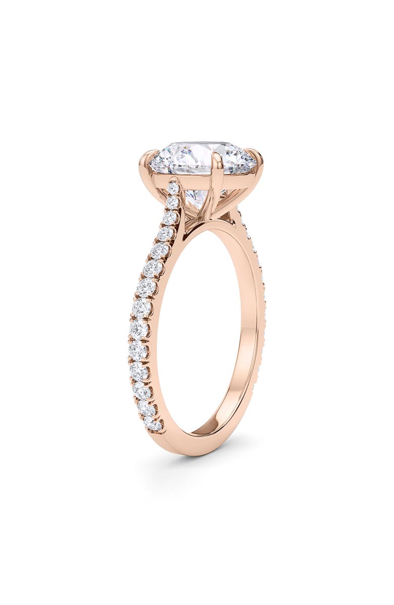 HauteCarat Round Brilliant Cut Pavé Lab Grown Diamond Ring, Alternate, color, 2.00 Ctw 18K Rose Gold