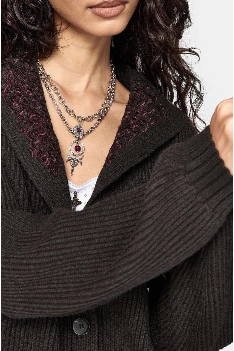Margaux Collar Cardigan, Alternate, color, Grey