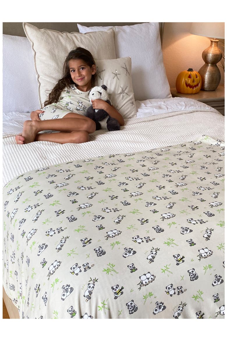 Kids' Panda Bear Print Reversible Blanket, Alternate, color, GREY WWITH PANDAS