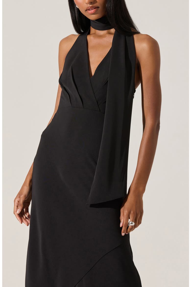 Hilaire Halter Neck Dress, Alternate, color, BLACK