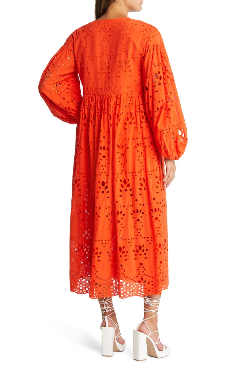 ASOS DESIGN Smocked Broderie Midi Dress, Alternate, color,