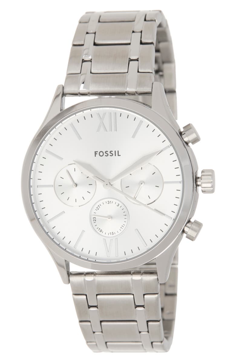Fossil Fenmore Multifunction Bracelet Watch, 44mm, Main, color, Silver