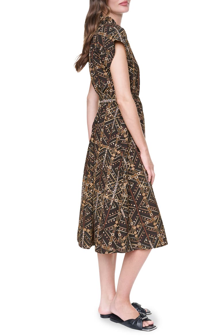 Short Sleeve Faux Wrap Midi Dress, Alternate, color, BLACK MULTI