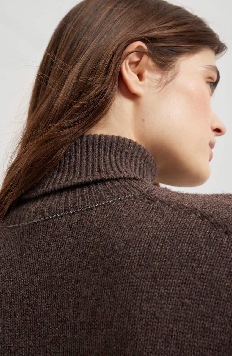 Brunello Cucinelli Turtleneck sweater with monili, Alternate, color, Rust Brown