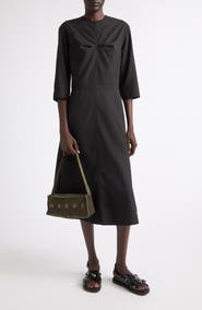 Marni Pleat Bodice Wool Midi Dress