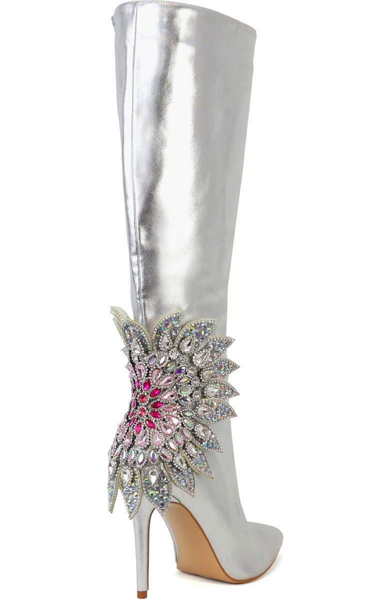 YOKI Nyla Embellished Metallic Boot, Alternate, color, Silver