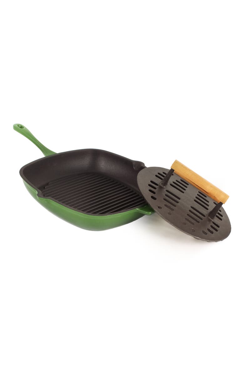 Neo 2-Piece Cast Iron Grill Set, Alternate, color, GREEN