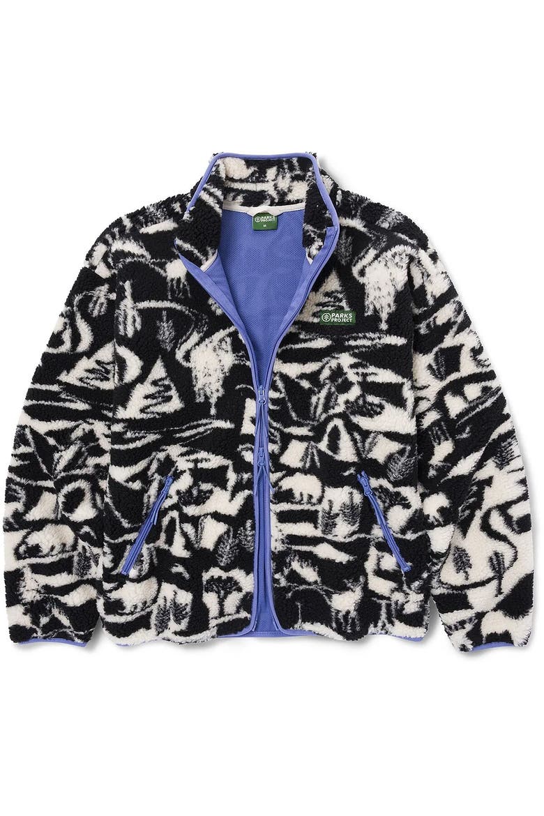 Park Shadows Full-Zip High Pile Fleece Jacket, Alternate, color, Black And White