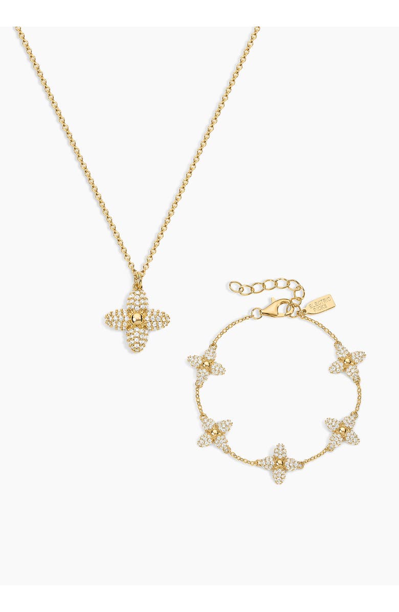 Electric Picks Showstopper Clover Necklace and Bracelet Set of 2, Main, color, Gold