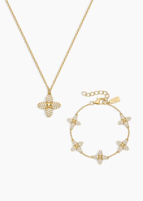 Showstopper Clover Necklace and Bracelet Set of 2