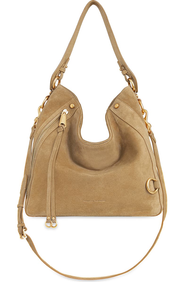 Rebecca Minkoff Mab Suede Hobo Bag, Main, color, Sesame
