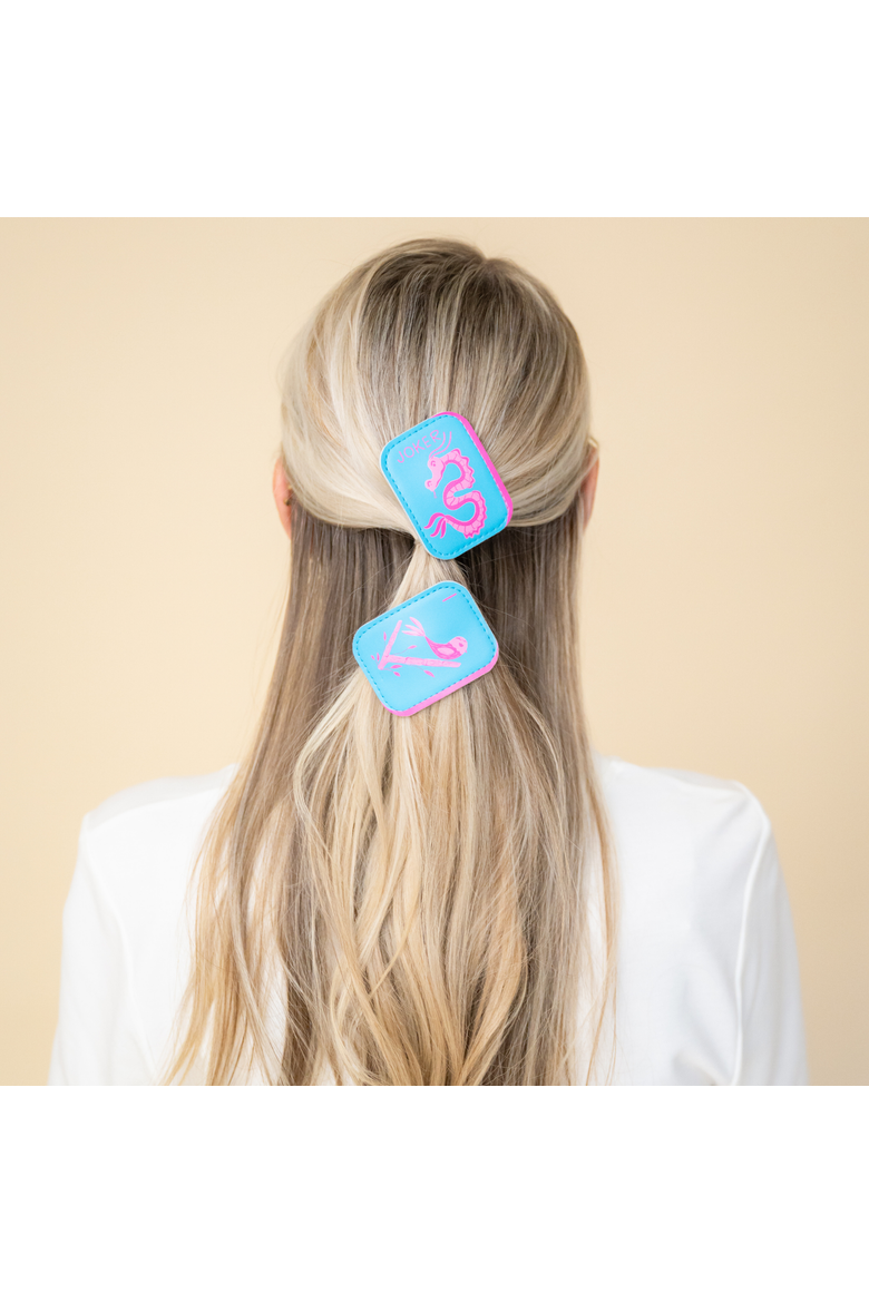 Mahjong Vegan Leather Hair Clips, Alternate, color, Bird