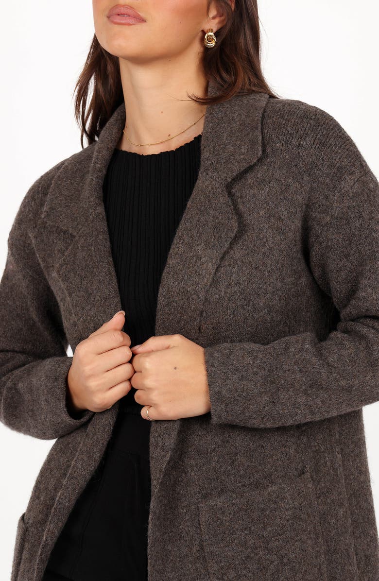 Petal & Pup Skylar Open Front Longline Cardigan, Alternate, color, Brown