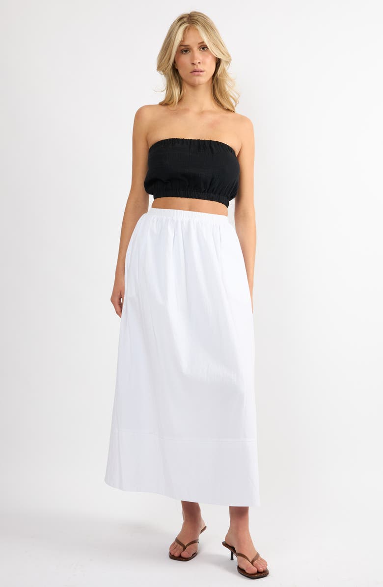 Viens Avec Moi Crinkle Strapless Cotton Gauze Crop Top, Alternate, color, Black